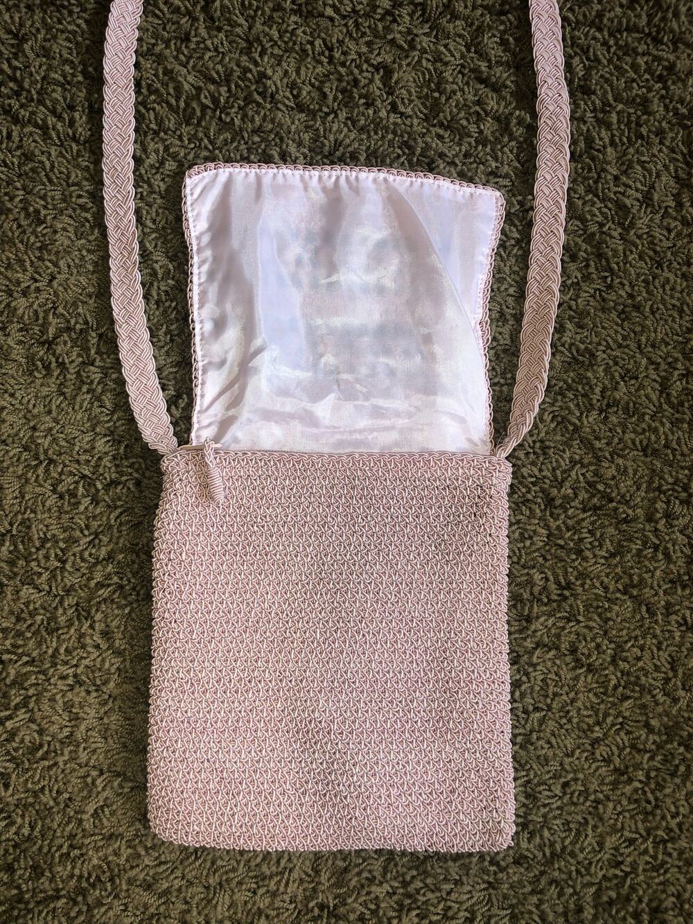 Carlo D’Santi crochet purse pink 7x9 with flap